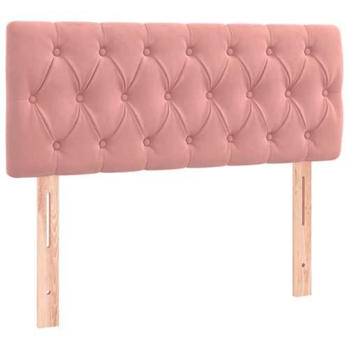 Krevet box spring s madracem LED ružičasti 90x200 cm baršunasti - Ružičasta 90 x 200 cm Dizajn s gumbima Cijena