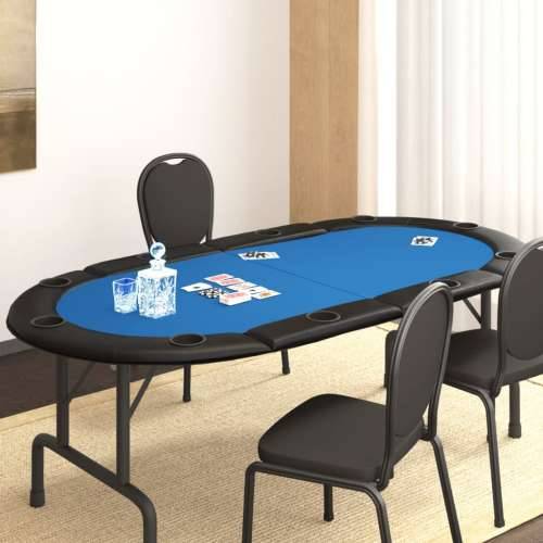 Sklopiva stolna ploča za poker za 10 igrača plava 208x106x3 cm