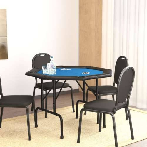 Sklopivi stol za poker za 8 igrača plavi 108 x 108 x 75 cm