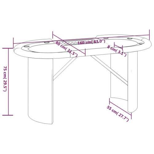 Stol za poker za 10 igrača i držač za žetone plavi 160x80x75 cm - Plava 1 Cijena