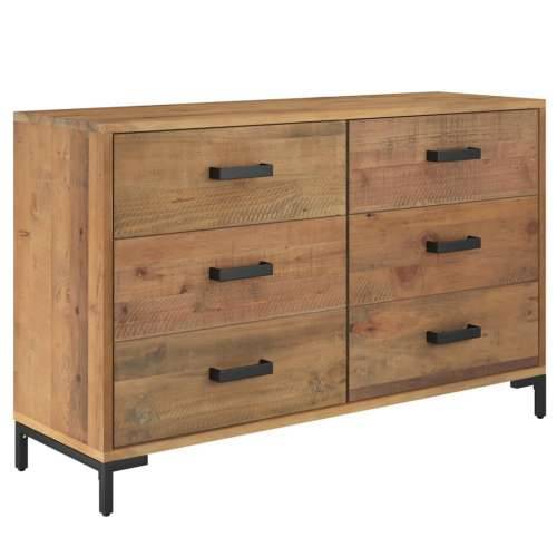 Komoda smeđa 110 x 35 x 70 cm od masivne borovine - Smeđa 1 Cijena