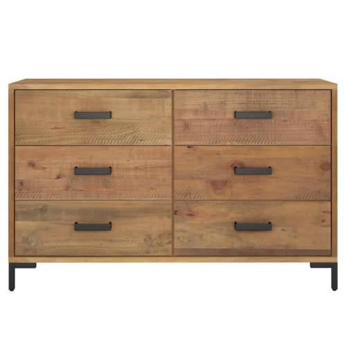 Komoda smeđa 110 x 35 x 70 cm od masivne borovine - Smeđa 1 Cijena