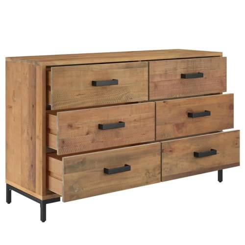 Komoda smeđa 110 x 35 x 70 cm od masivne borovine - Smeđa 1 Cijena