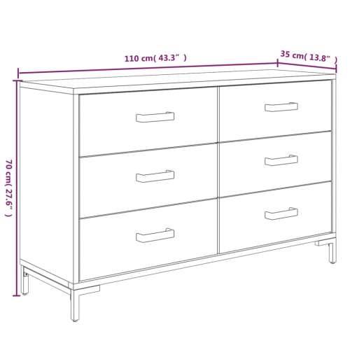 Komoda smeđa 110 x 35 x 70 cm od masivne borovine - Smeđa 1 Cijena