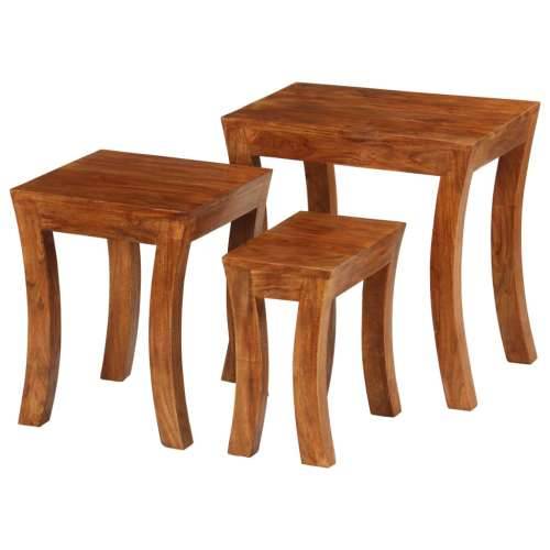 Set uklapajućih stolića 3 kom 50x35x50 cm smeđi drvo bagrema Cijena