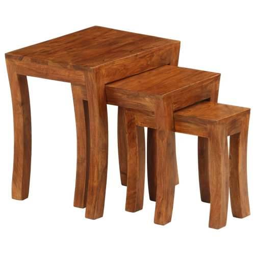 Set uklapajućih stolića 3 kom 50x35x50 cm smeđi drvo bagrema Cijena