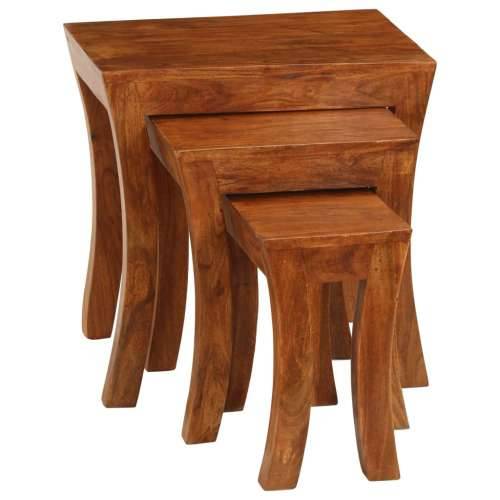 Set uklapajućih stolića 3 kom 50x35x50 cm smeđi drvo bagrema Cijena