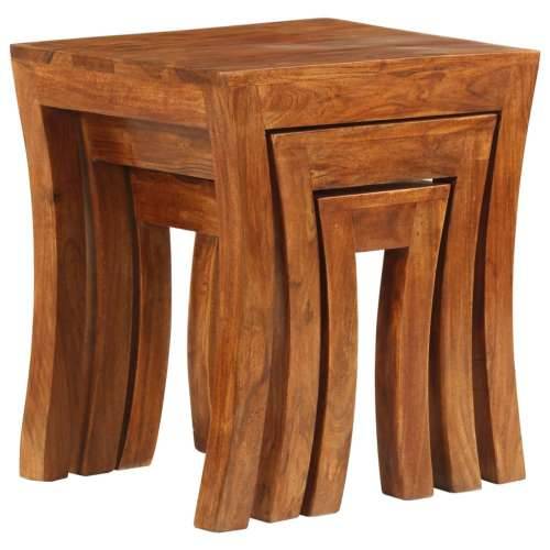 Set uklapajućih stolića 3 kom 50x35x50 cm smeđi drvo bagrema Cijena