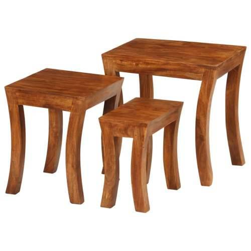 Set uklapajućih stolića 3 kom 50x35x50 cm smeđi drvo bagrema Cijena