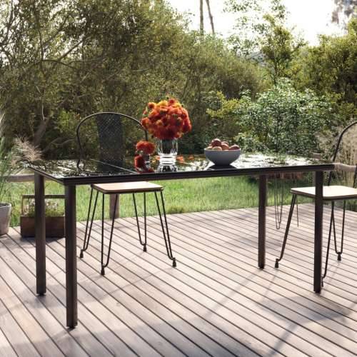 Vrtni stol - Blagovaonski stol crni 160x80x74 cm od čelika i stakla - 160 x 80 x 74 cm 1 Cijena