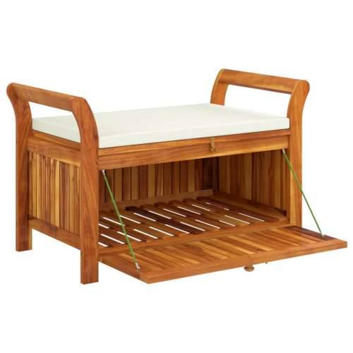 Vrtna klupa za pohranu s jastukom 91 cm masivno bagremovo drvo - Bijela 91 x 50 x 60 cm 1 Cijena