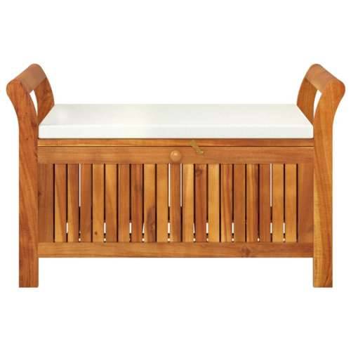 Vrtna klupa za pohranu s jastukom 91 cm masivno bagremovo drvo - Bijela 91 x 50 x 60 cm 1 Cijena