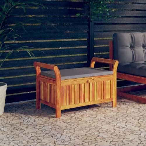 Vrtna klupa za pohranu s jastukom 91 cm masivno bagremovo drvo - Siva 91 x 50 x 60 cm 1 Cijena