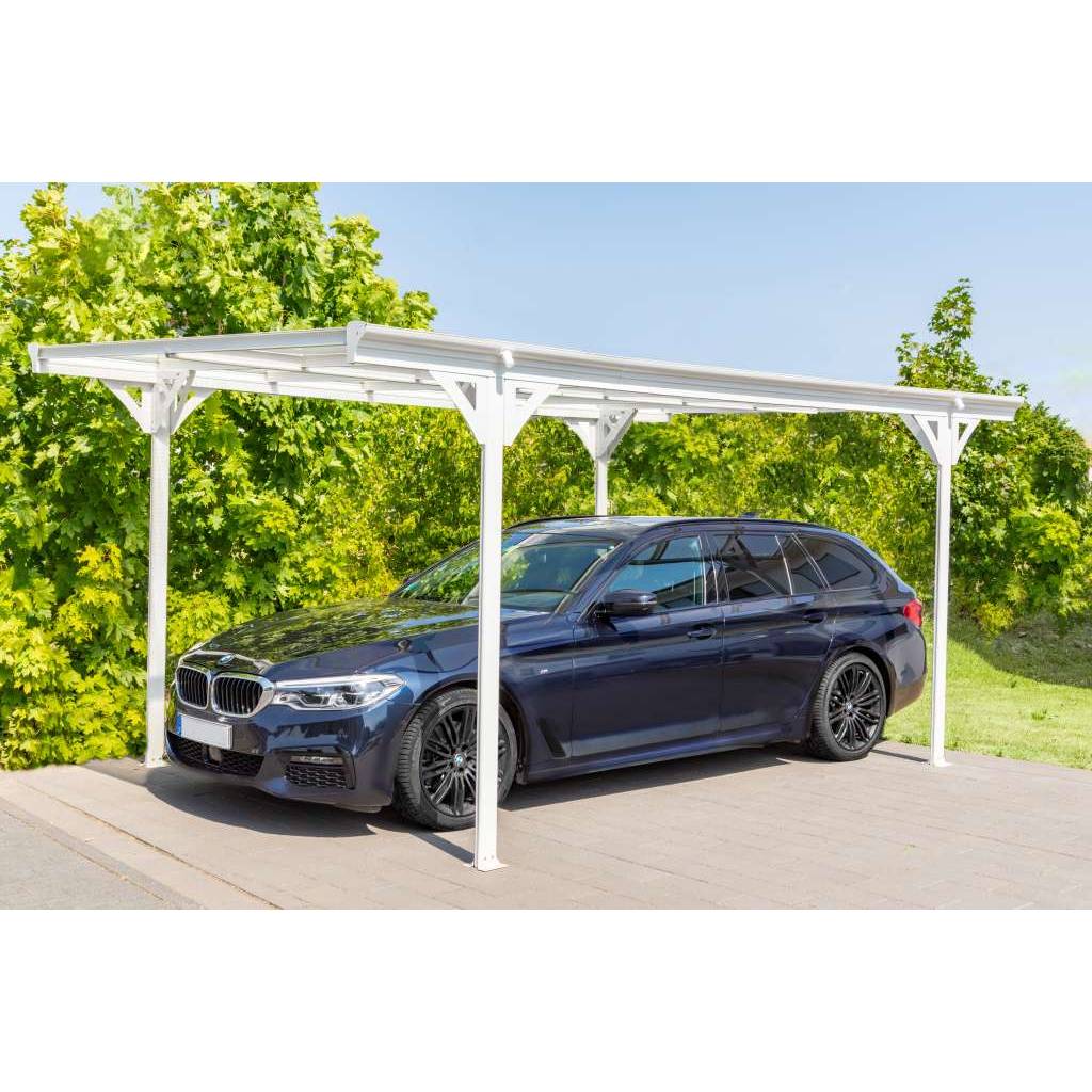 Westmann - aluminijska nadstrešnica za automobile s ravnim krovom Helsinki, bijela, 15 m2 (3x5 m)