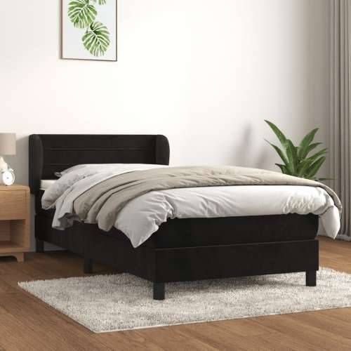 Box spring krevet s madracem crni 90x200 cm baršunasti - Crna 90 x 200 cm vodoravne pruge Cijena