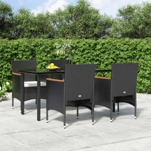 Vrtna garnitura - 5-dijelni vrtni blagovaonski set s jastucima crni - Crna Dužina stola 160 cm 4 Cijena