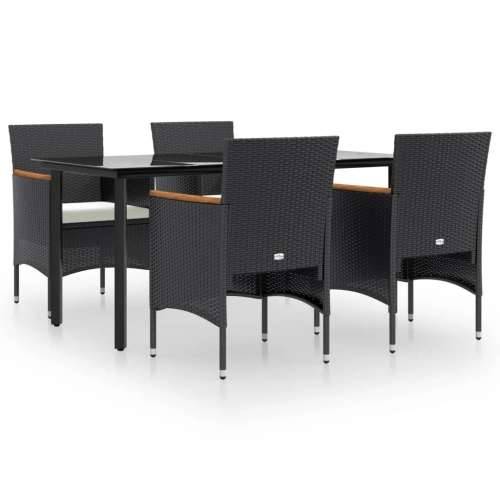Vrtna garnitura - 5-dijelni vrtni blagovaonski set s jastucima crni - Crna Dužina stola 160 cm 4 Cijena