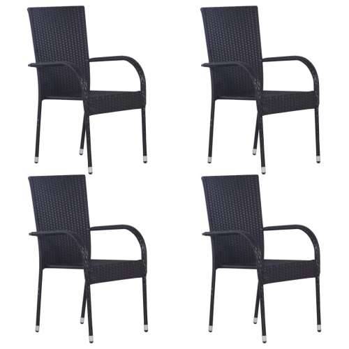 Vrtna garnitura - 5-dijelni vrtni blagovaonski set od poliratana crni - Crna Dužina stola 160 cm 4 Cijena