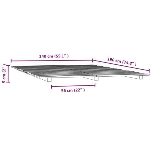 Okvir za krevet bijela 140x190 cm od masivnog drva - Bijela 140 x 190 cm Cijena
