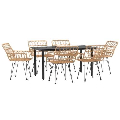 Vrtna garnitura - 7-dijelni vrtni blagovaonski set od poliratana - Smeđa Dužina stola 160 cm 6 Cijena