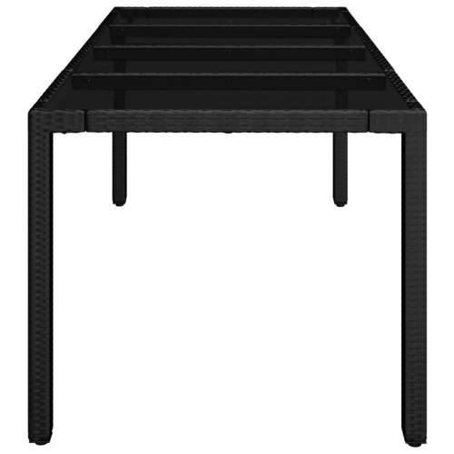 Vrtni stol sa staklenom pločom crni 190x90x75 cm od poliratana - Crna 190 x 90 x 75 cm 1 Stakleni vrh Cijena