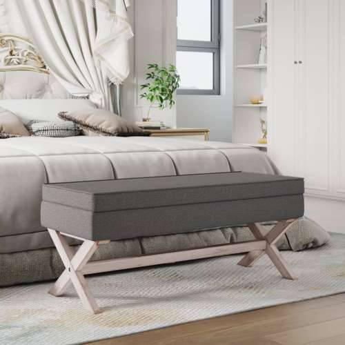 Tabure za pohranu tamnosivi 110 x 45 x 49 cm od tkanine - Siva 110 x 45 x 49 cm Cijena