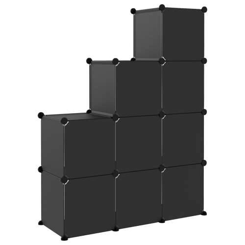 Kockasti organizator za pohranu s 9 kocki crni PP - Crna 94.5 x 32 x 124 cm 1 Cijena