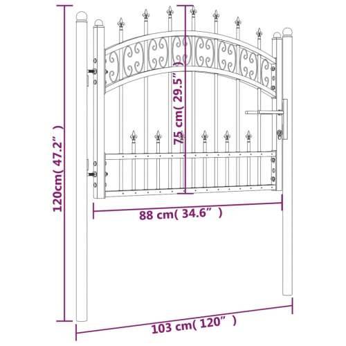 Vrata za ogradu sa šiljcima crna 103x120 cm čelična - 103 x 120 cm Cijena