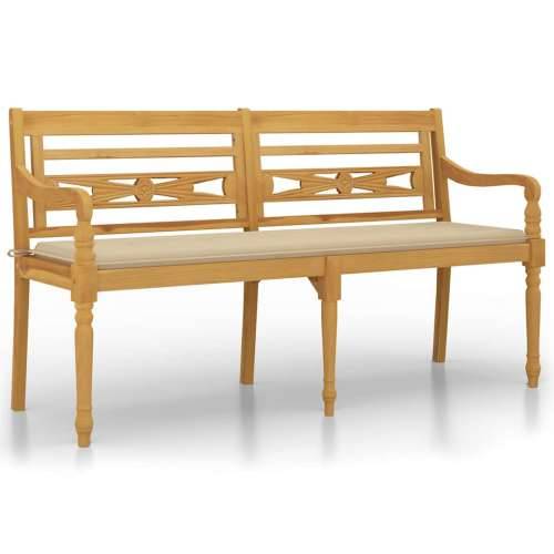 Klupa Batavia s bež jastukom 150 cm od masivne tikovine - Bež 150 cm 1 Cijena
