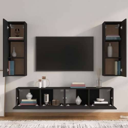 4-dijelni set TV ormarića crni od konstruiranog drva - Crna 4 80 cm Cijena