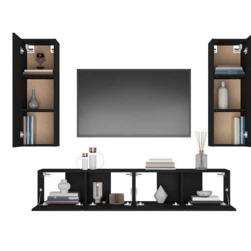 4-dijelni set TV ormarića crni od konstruiranog drva - Crna 4 80 cm Cijena