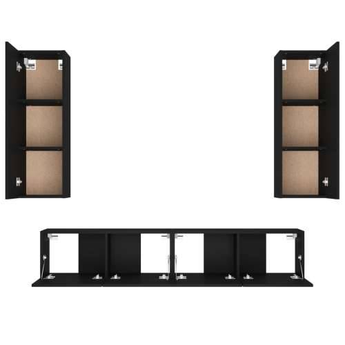 4-dijelni set TV ormarića crni od konstruiranog drva - Crna 4 80 cm Cijena