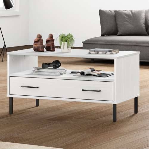 Stolić za kavu s metalnim nogama bijeli 85x50x45 cm drveni OSLO - Bijela 1 Cijena