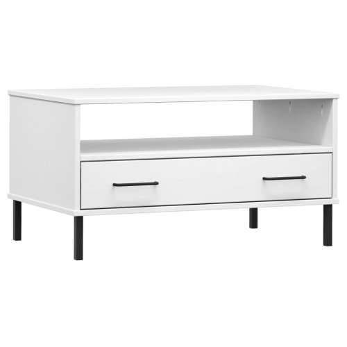 Stolić za kavu s metalnim nogama bijeli 85x50x45 cm drveni OSLO - Bijela 1 Cijena