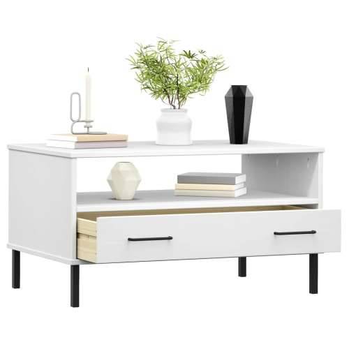 Stolić za kavu s metalnim nogama bijeli 85x50x45 cm drveni OSLO - Bijela 1 Cijena