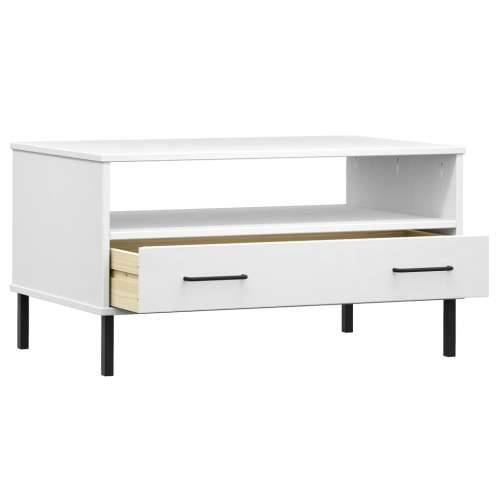 Stolić za kavu s metalnim nogama bijeli 85x50x45 cm drveni OSLO - Bijela 1 Cijena