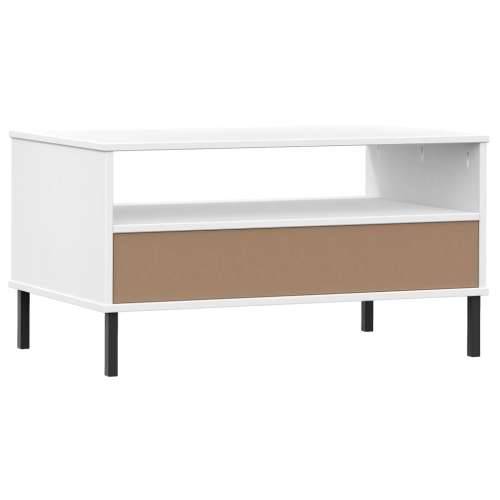 Stolić za kavu s metalnim nogama bijeli 85x50x45 cm drveni OSLO - Bijela 1 Cijena