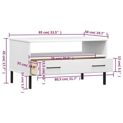Stolić za kavu s metalnim nogama bijeli 85x50x45 cm drveni OSLO - Bijela 1 Cijena