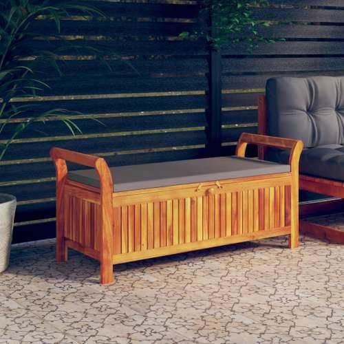 Vrtna klupa za pohranu s jastukom 126 cm masivno bagremovo drvo - Siva 126 x 50 x 60 cm 1 Cijena