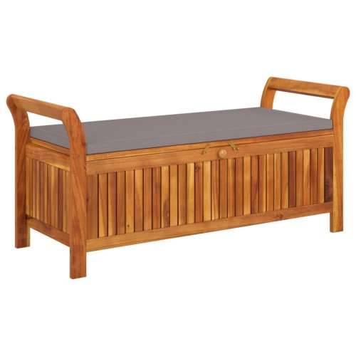 Vrtna klupa za pohranu s jastukom 126 cm masivno bagremovo drvo - Siva 126 x 50 x 60 cm 1 Cijena