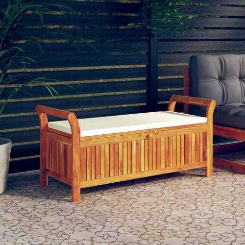 Vrtna klupa za pohranu s jastukom 126 cm masivno bagremovo drvo - Bijela 126 x 50 x 60 cm 1 Cijena