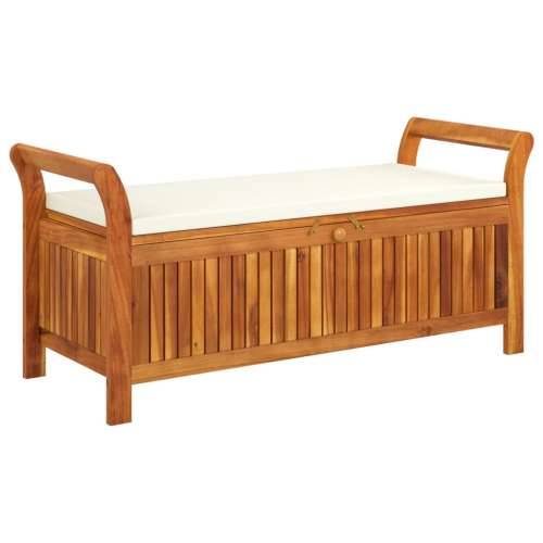 Vrtna klupa za pohranu s jastukom 126 cm masivno bagremovo drvo - Bijela 126 x 50 x 60 cm 1 Cijena