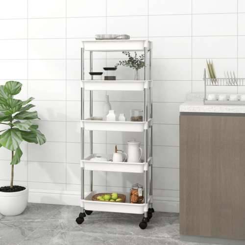 Kuhinjska kolica s 5 razina bijela 42x29x128 cm željezo i ABS - Bijela Cijena