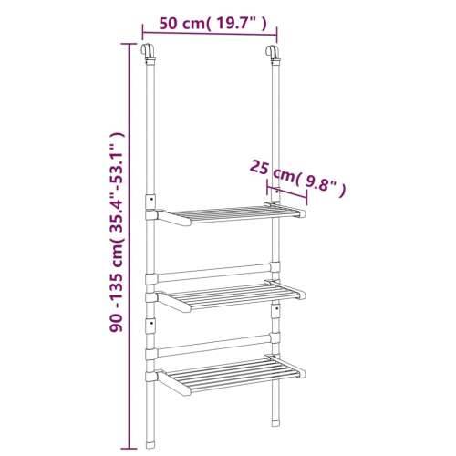 Viseći stalak za sušenje rublja s 3 razine aluminijski  - 50 x 25 x 135 cm Cijena