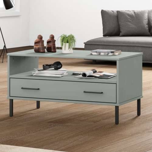 Stolić za kavu s metalnim nogama sivi 85x50x45 cm drveni OSLO - Siva 1 Cijena
