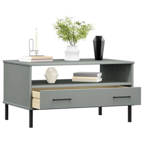 Stolić za kavu s metalnim nogama sivi 85x50x45 cm drveni OSLO - Siva 1 Cijena