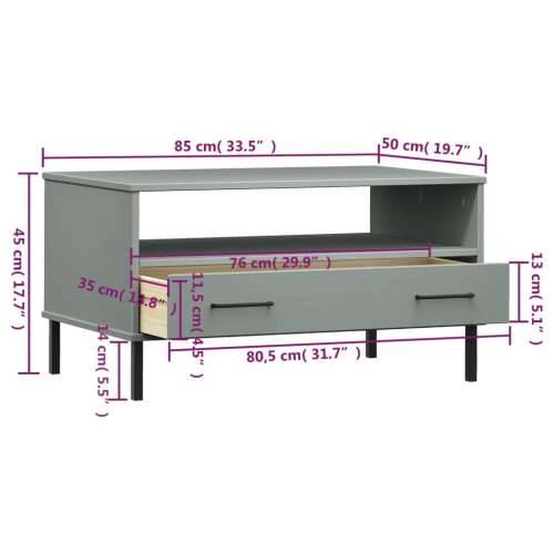 Stolić za kavu s metalnim nogama sivi 85x50x45 cm drveni OSLO - Siva 1 Cijena