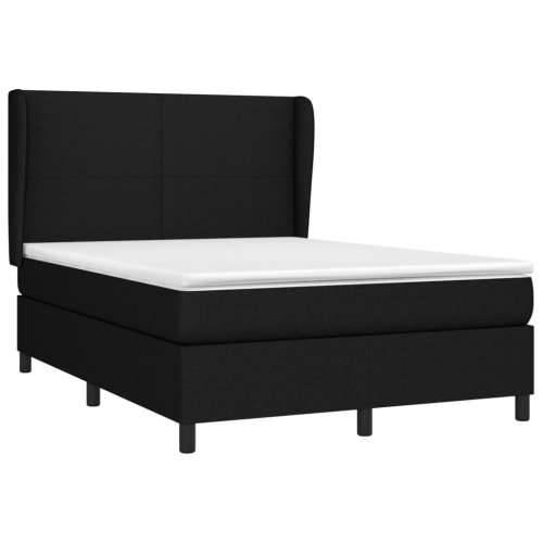 Krevet s oprugama i madracem crni 140 x 190 cm od tkanine - Crna 140 x 190 cm Gladak dizajn Cijena
