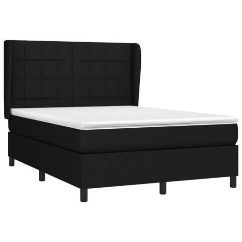 Krevet s oprugama i madracem crni 140 x 190 cm od tkanine - Crna 140 x 190 cm Blok s kvadratima Cijena