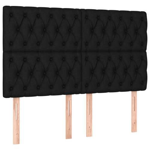Krevet s oprugama i madracem crni 140 x 190 cm od tkanine - Crna 140 x 190 cm Dizajn s gumbima Cijena